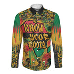 Africa Map Graffiti Long Sleeve Button Shirt Know You Roots Art Style