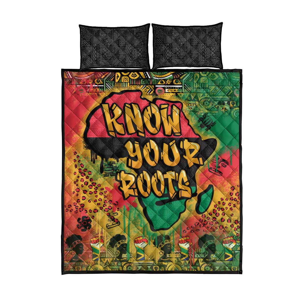 Africa Map Graffiti Quilt Bed Set Know You Roots Art Style