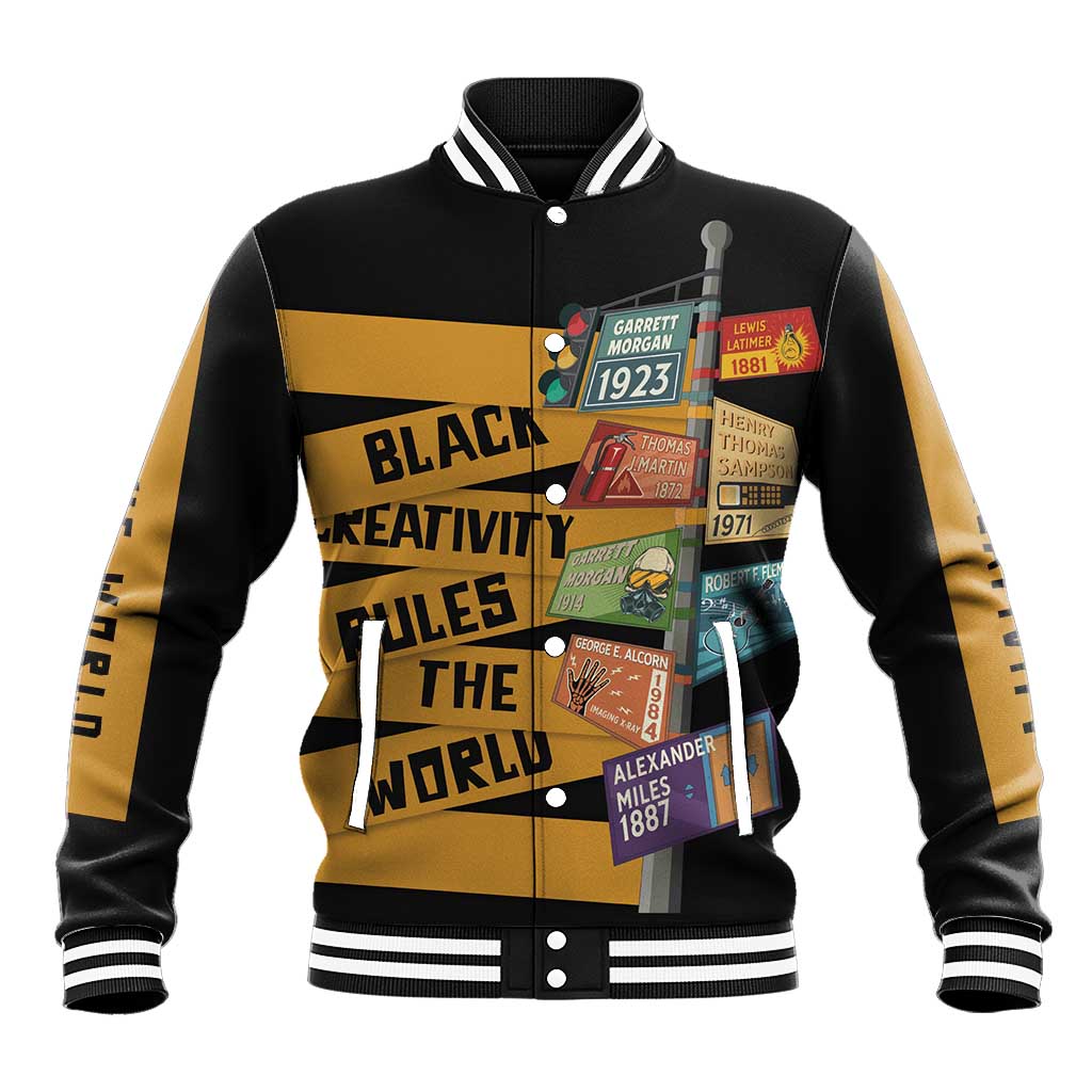 African Creativity Baseball Jacket Black Creativity Rules The World DT03