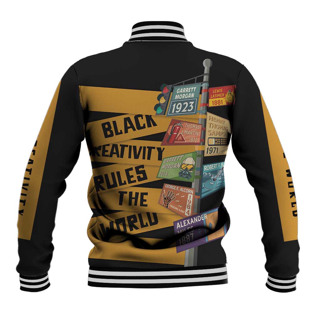 African Creativity Baseball Jacket Black Creativity Rules The World DT03