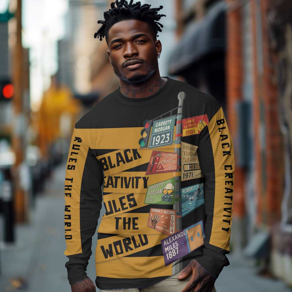 African Creativity Long Sleeve Shirt Black Creativity Rules The World DT03