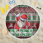 Black Santa Fist Christmas Africa Beach Blanket All Power to the People