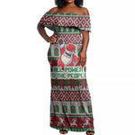 Black Santa Fist Christmas Africa Off Shoulder Maxi Dress All Power to the People
