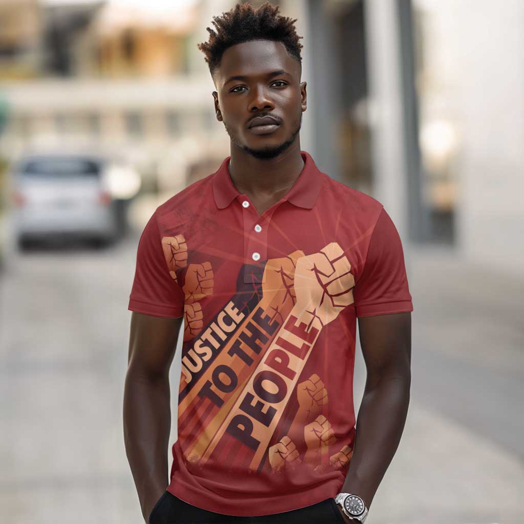 Justice To The People Africa Polo Shirt Afro Raised Fist