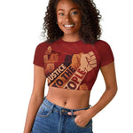 Justice To The People Africa Raglan Cropped T shirt Afro Raised Fist