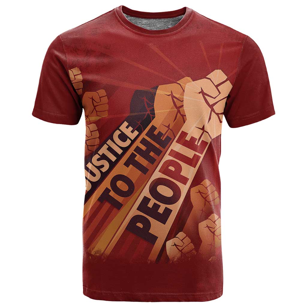 Justice To The People Africa T shirt Afro Raised Fist