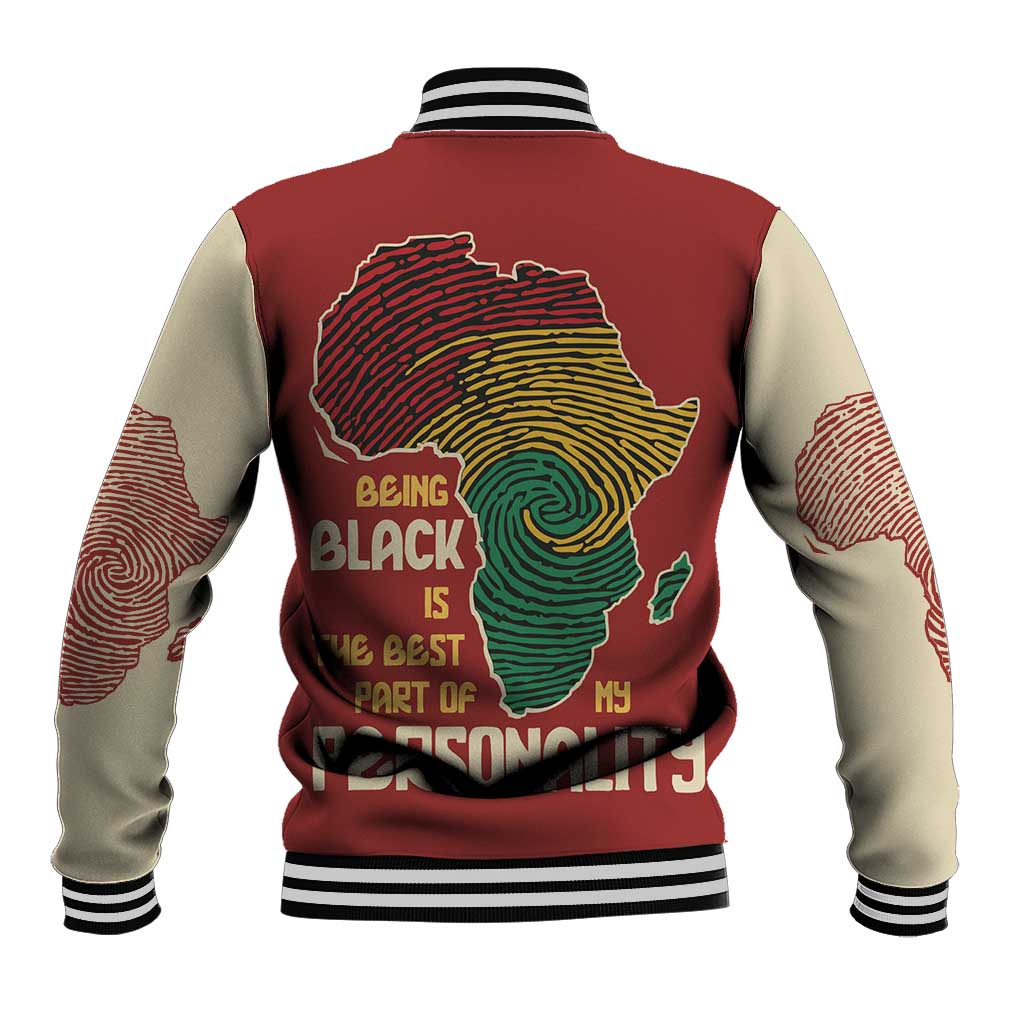 African Map Fingerprint Baseball Jacket Being Black Is The Best Part Of My Personality