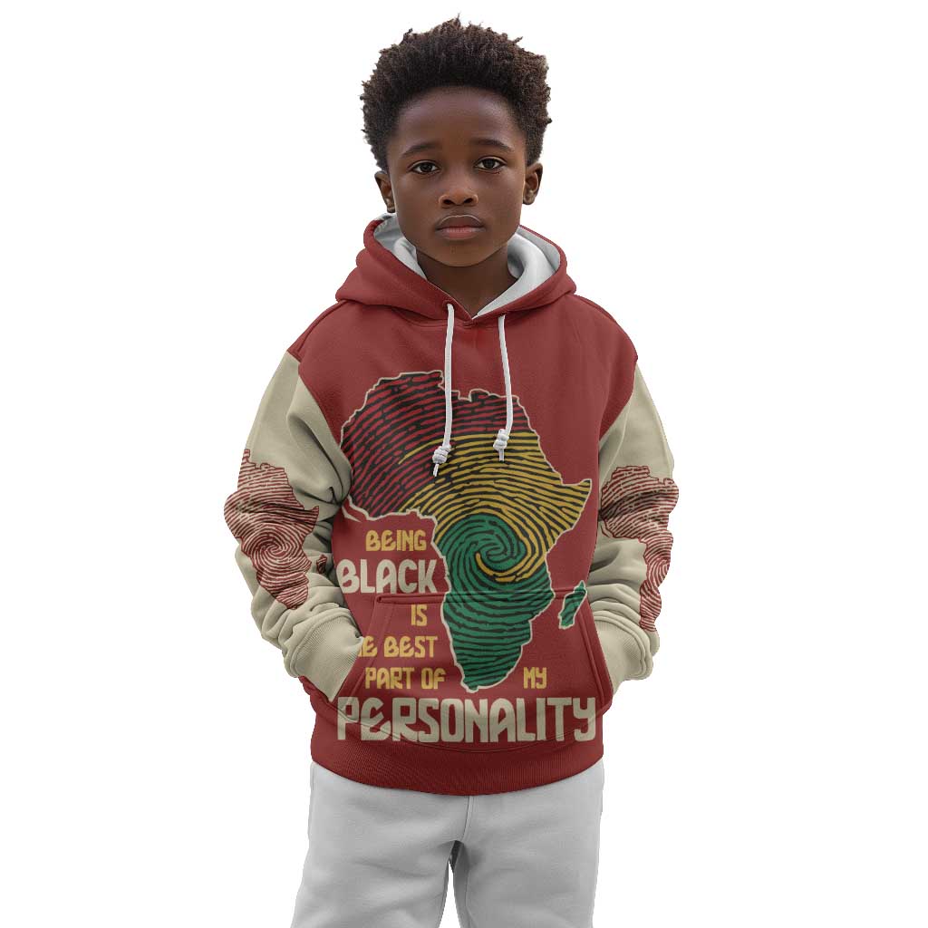 African Map Fingerprint Kid Hoodie Being Black Is The Best Part Of My Personality