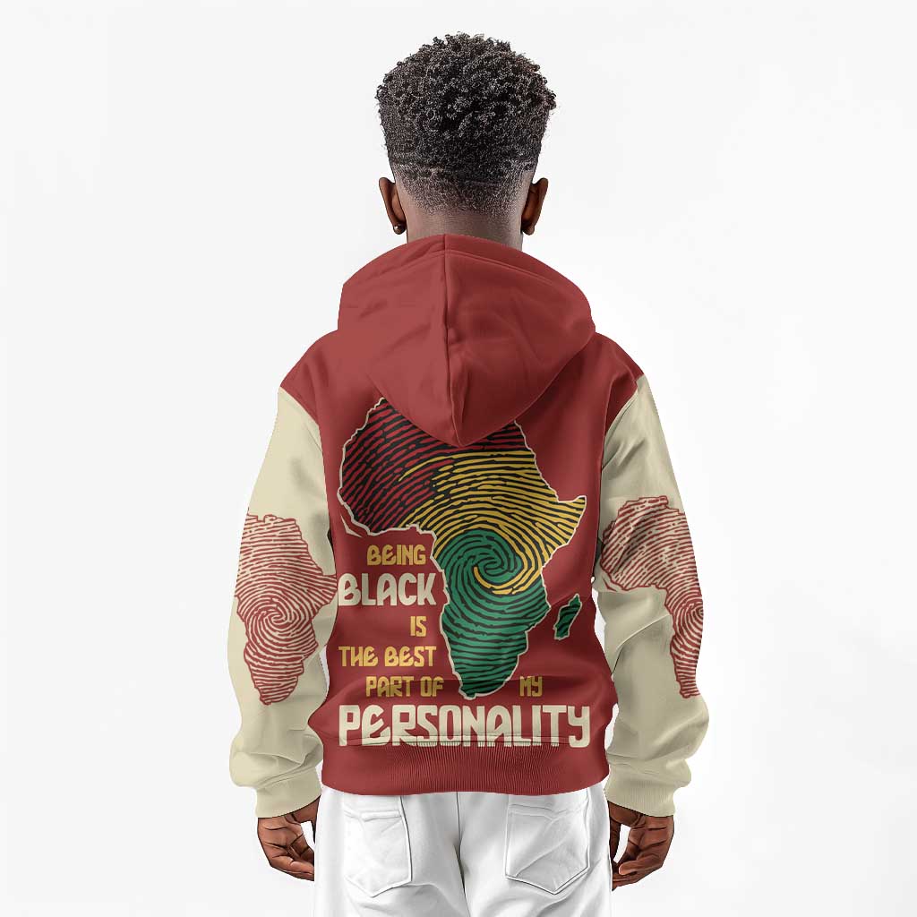African Map Fingerprint Kid Hoodie Being Black Is The Best Part Of My Personality