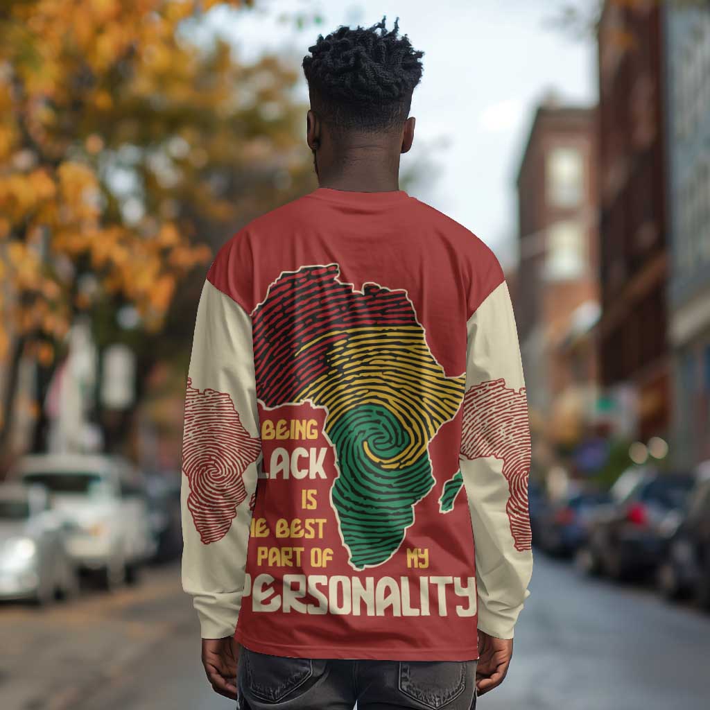 African Map Fingerprint Long Sleeve Shirt Being Black Is The Best Part Of My Personality
