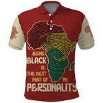African Map Fingerprint Polo Shirt Being Black Is The Best Part Of My Personality