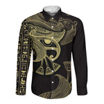 Afro Egypt Long Sleeve Button Shirt Horus Eyes Egyptian God