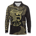 Afro Egypt Long Sleeve Polo Shirt Horus Eyes Egyptian God