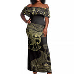Afro Egypt Off Shoulder Maxi Dress Horus Eyes Egyptian God