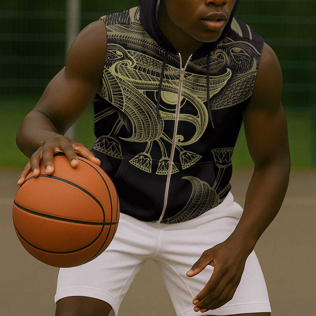 Afro Egypt Sleeveless Zip Hoodie Horus Eyes Egyptian God - African Pride
