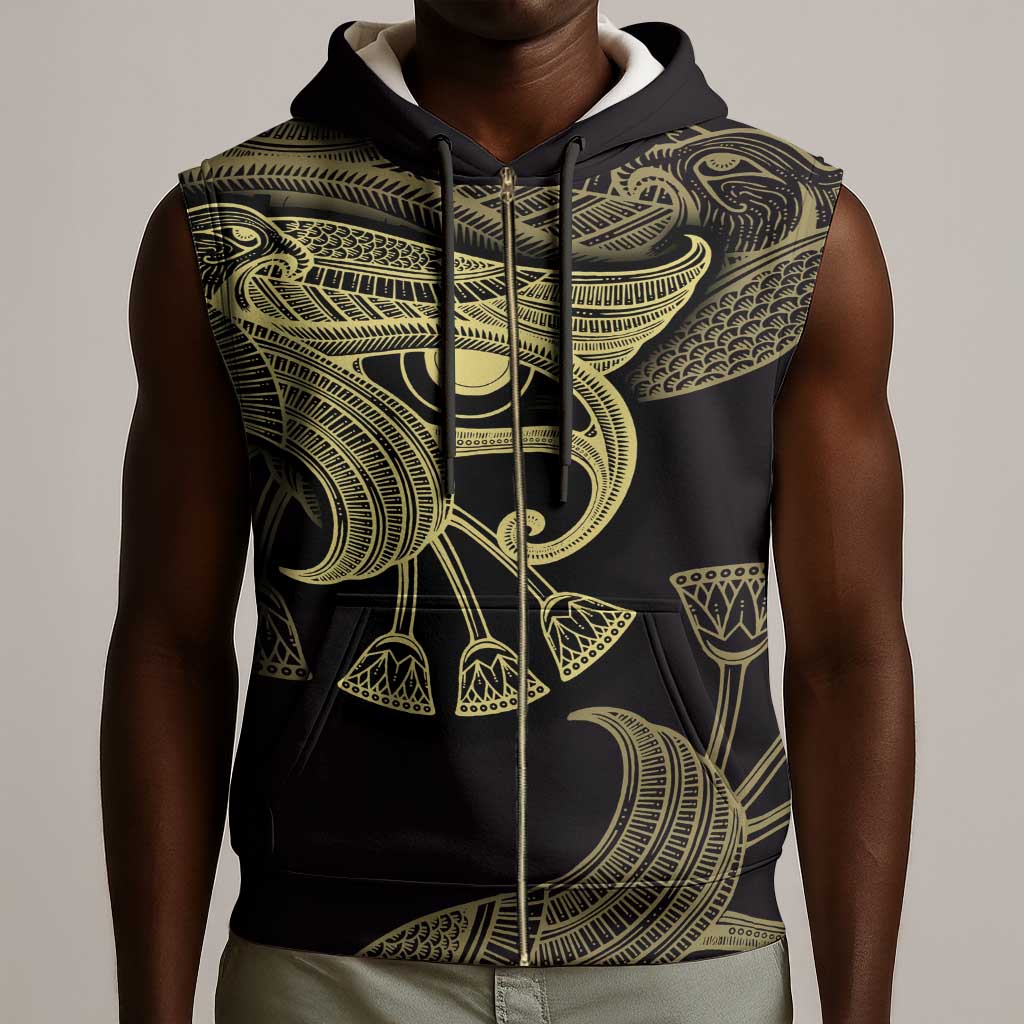 Afro Egypt Sleeveless Zip Hoodie Horus Eyes Egyptian God - African Pride