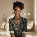 Afro Egypt Women Casual Shirt Horus Eyes Egyptian God