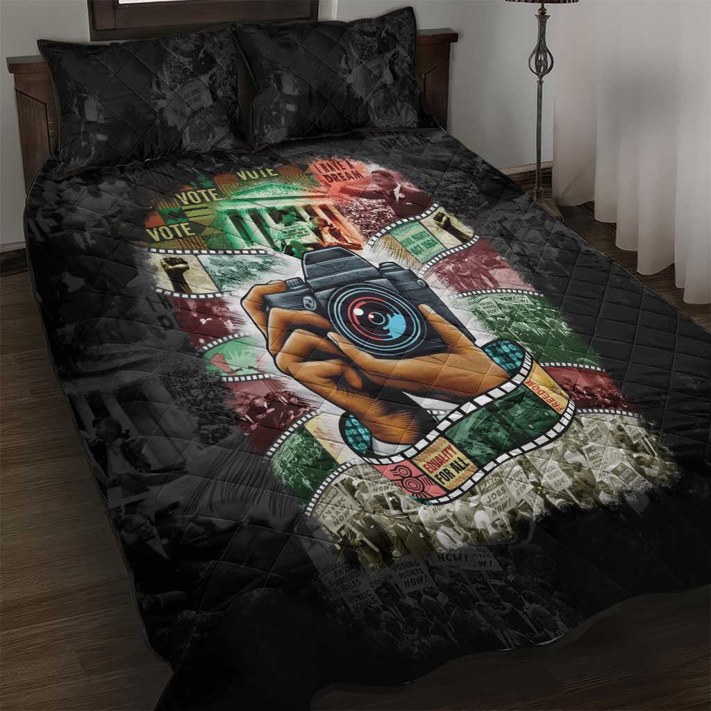 African American Civil Rights Leaders Quilt Bed Set Heritage in Frames Photography