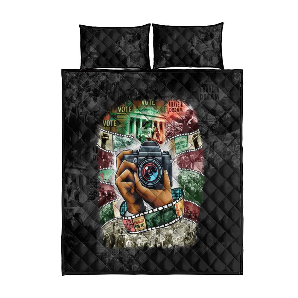 African American Civil Rights Leaders Quilt Bed Set Heritage in Frames Photography