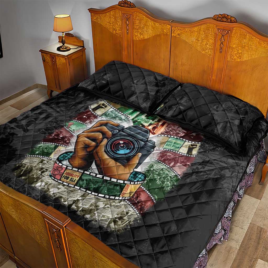 African American Civil Rights Leaders Quilt Bed Set Heritage in Frames Photography