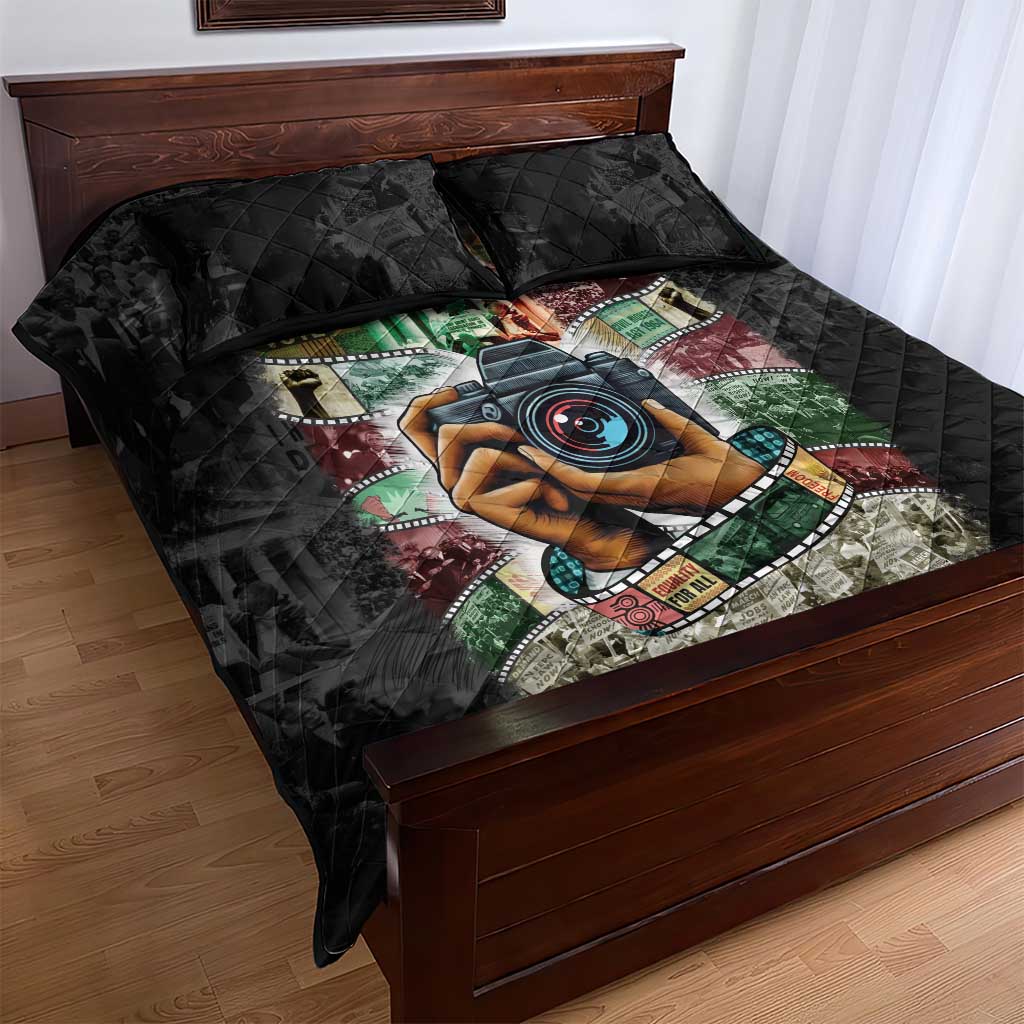 African American Civil Rights Leaders Quilt Bed Set Heritage in Frames Photography