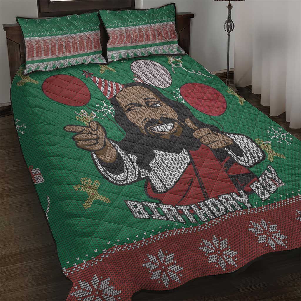 African Birthday Boy Jesus Quilt Bed Set Afro Christmas