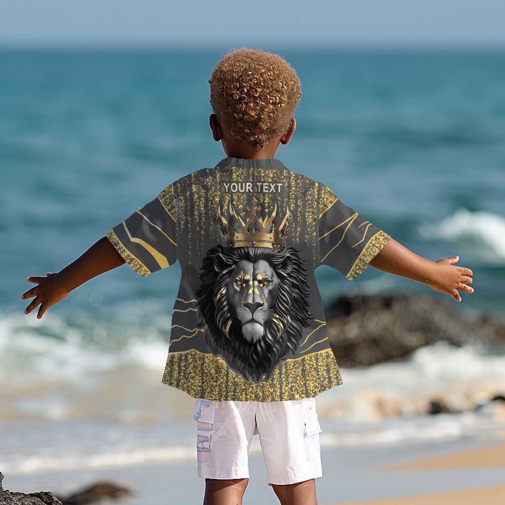 Personalized Black and Gold Lion Africa Kid Hawaiian Shirt