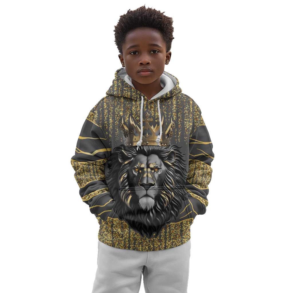 Personalized Black and Gold Lion Africa Kid Hoodie