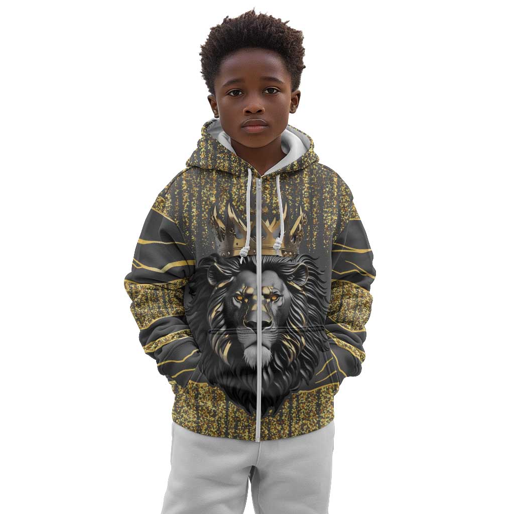 Personalized Black and Gold Lion Africa Kid Hoodie