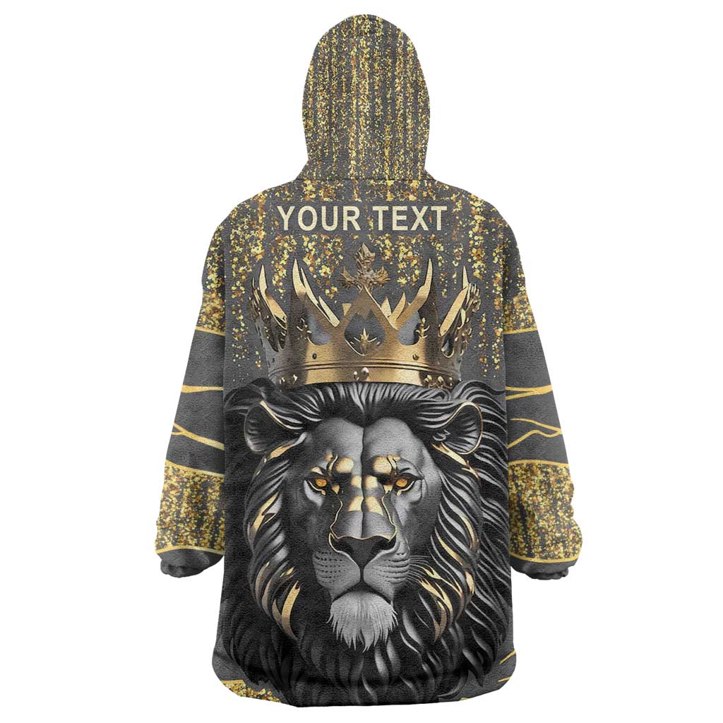 Personalized Black and Gold Lion Africa Kid Wearable Blanket Hoodie