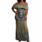 Personalized Black and Gold Lion Africa Off Shoulder Maxi Dress