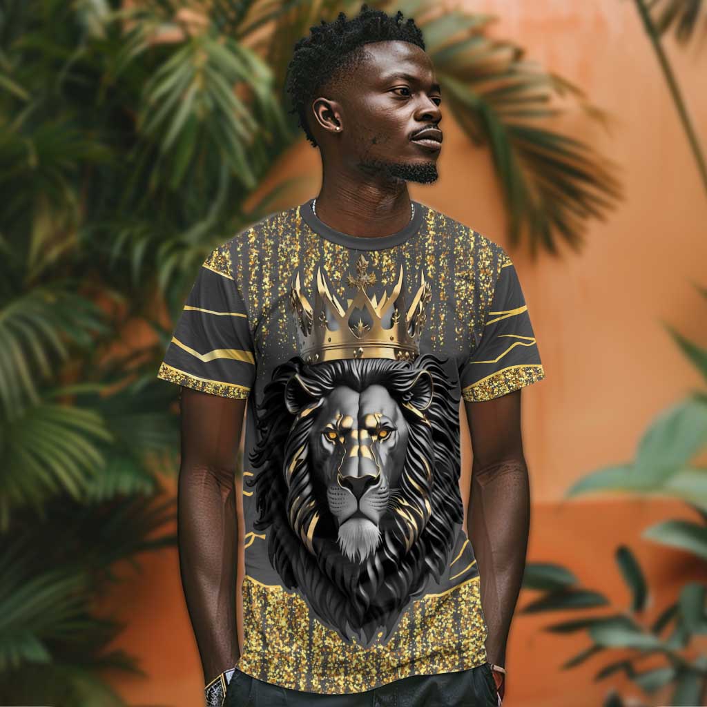 Personalized Black and Gold Lion Africa T shirt