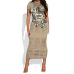 Africa Black Invention Short Sleeve Bodycon Dress The Black Minds Behind Progress DT03
