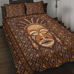 African Mask Printed Mudcloth Quilt Bed Set Afro Bogolan