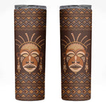 African Mask Printed Mudcloth Skinny Tumbler Afro Bogolan