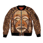 African Mask Printed Mudcloth Sleeve Zip Bomber Jacket Afro Bogolan
