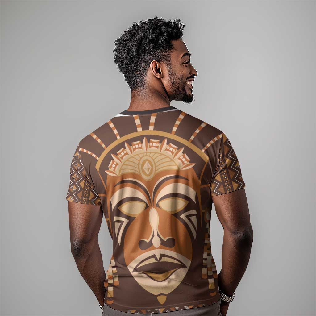 African Mask Printed Mudcloth T shirt Afro Bogolan