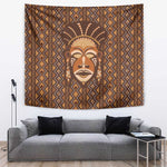 African Mask Printed Mudcloth Tapestry Afro Bogolan