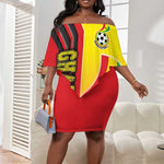 Ghana Soccer Off Shoulder Short Dress Black Stars Football - Road To Champion