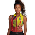 Ghana Soccer Women Sleeveless Polo Shirt Black Stars Football - Road To Champion