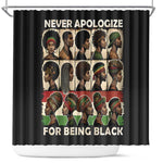 Never Apologize for Being Black Shower Curtain African Pride