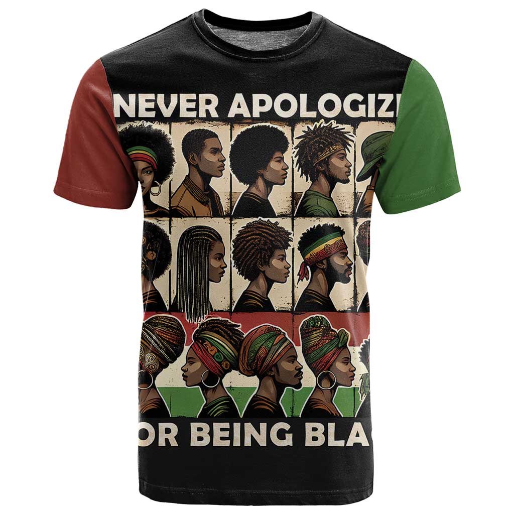 Never Apologize for Being Black T shirt African Pride