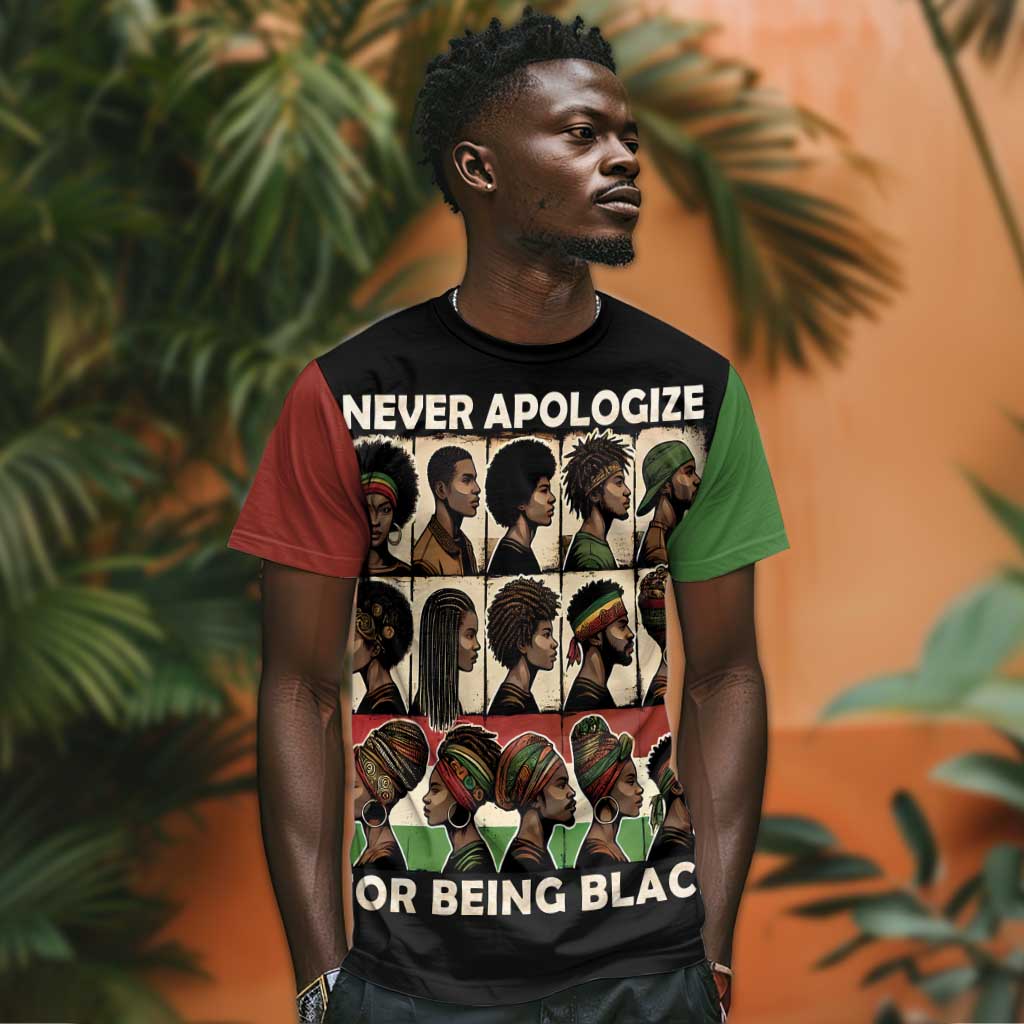 Never Apologize for Being Black T shirt African Pride