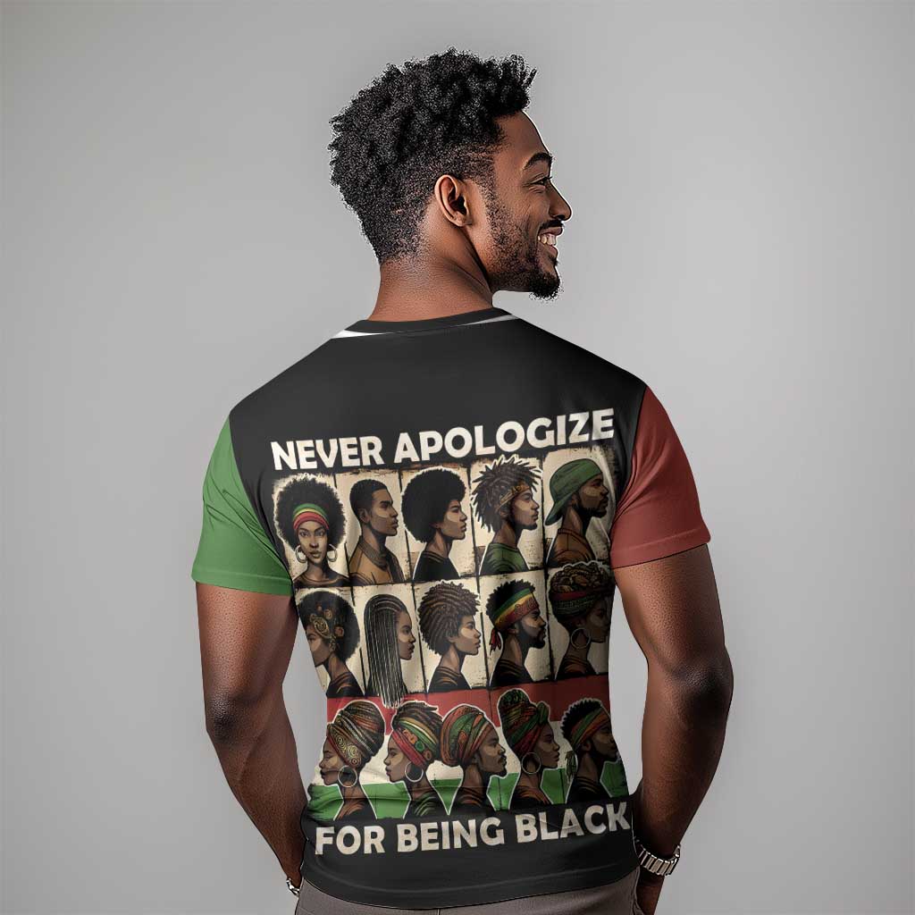 Never Apologize for Being Black T shirt African Pride
