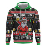 Ho Ho Ho Hold My Beer Santa Afro Hoodie Christmas Beer
