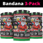 Ho Ho Ho Hold My Beer Santa Afro Neck Gaiter Christmas Beer DT03