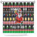 Ho Ho Ho Hold My Beer Santa Afro Shower Curtain Christmas Beer