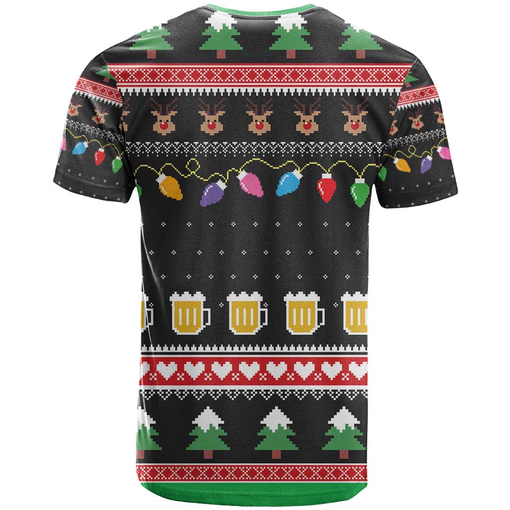 Ho Ho Ho Hold My Beer Santa Afro T shirt Christmas Beer