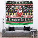 Ho Ho Ho Hold My Beer Santa Afro Tapestry Christmas Beer