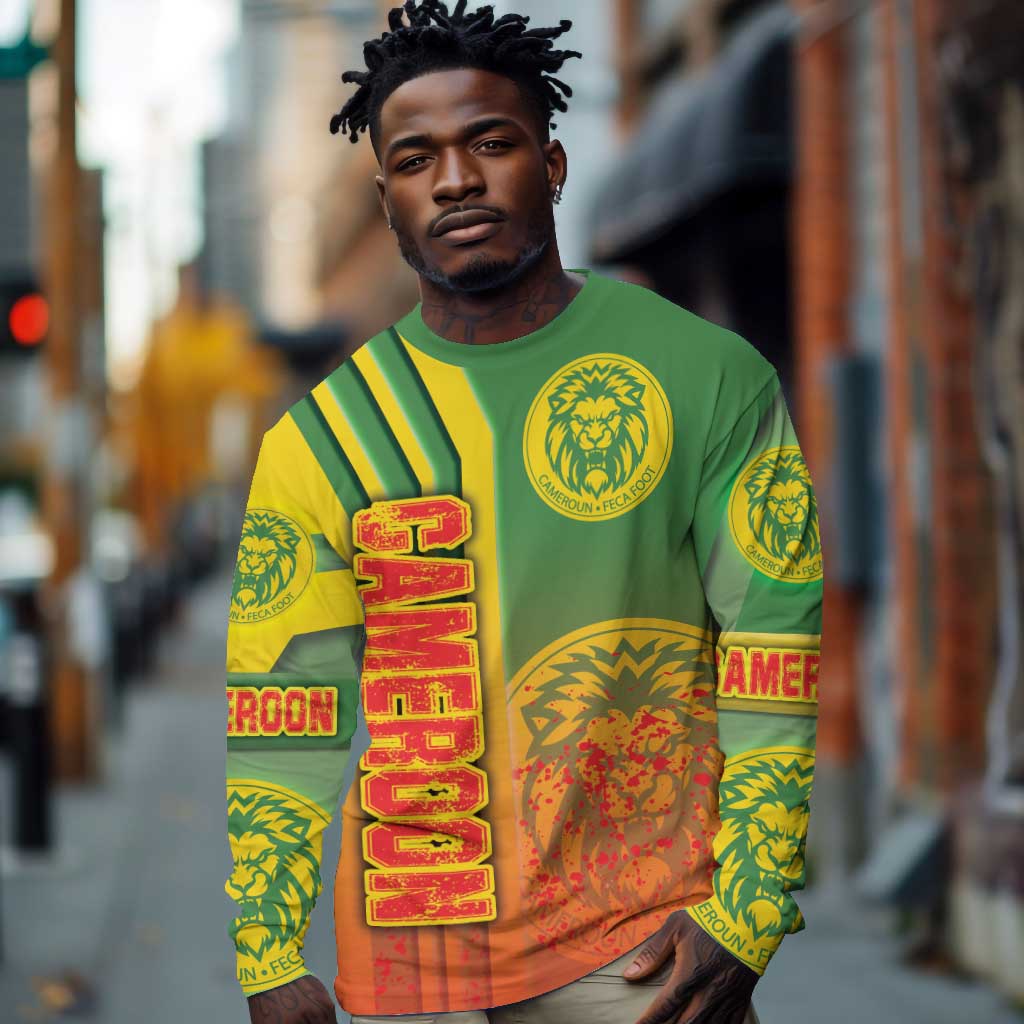 Cameroon Soccer Long Sleeve Shirt Indomitable Lions Football - Road To Champion